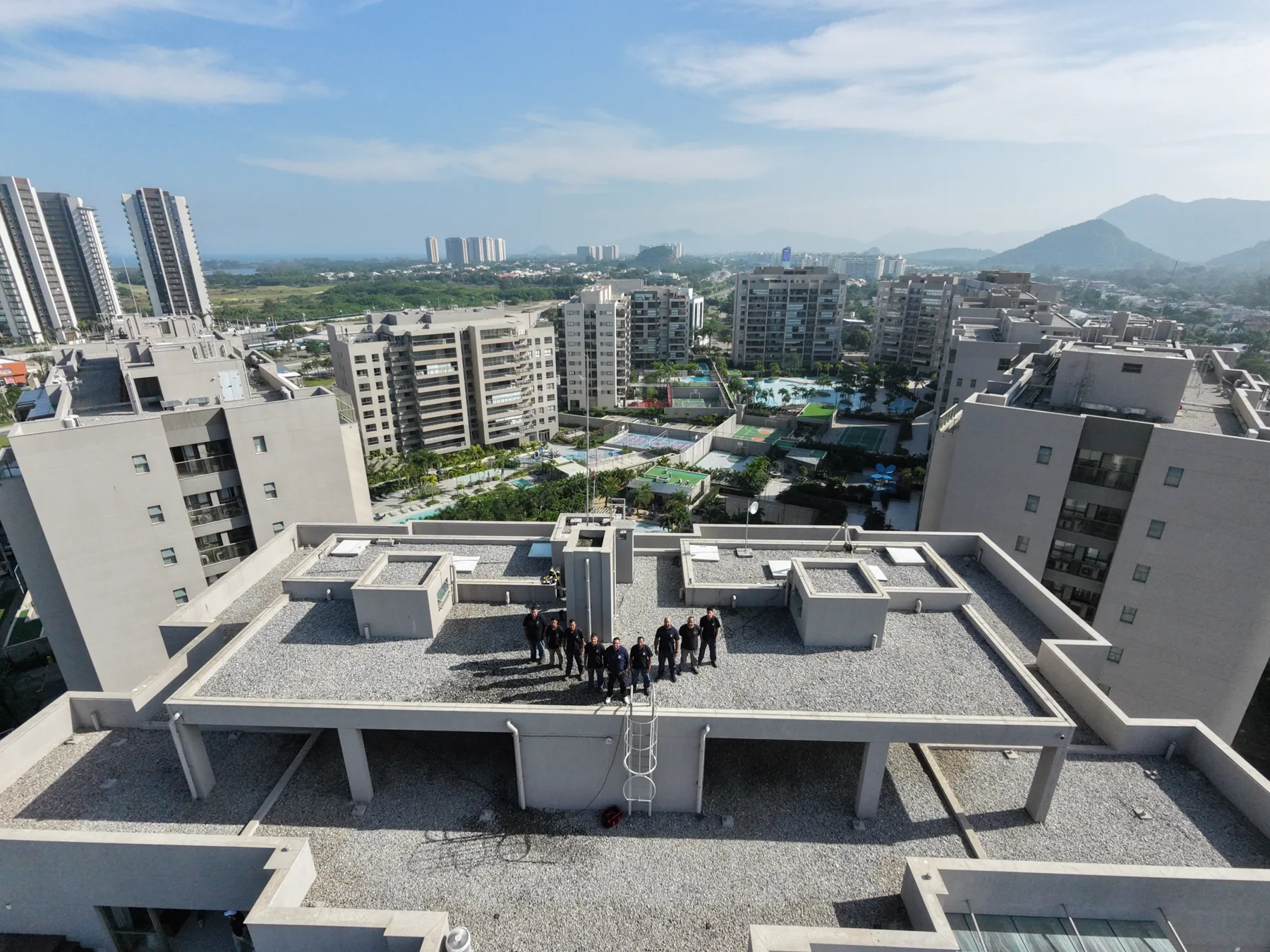 Vista aérea de laje de condomínio