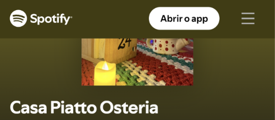 Playlist Casa Piatto Osteria no Spotify