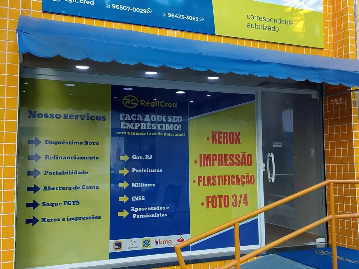 Fachada da loja RégliCred em São Cristóvão